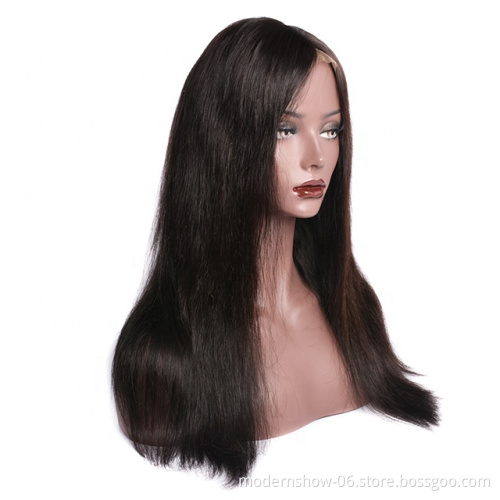 Most popular swiss Lace frontal closure wig soft straight brazilian human hair